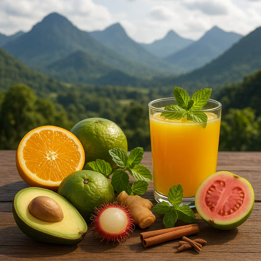Fresh juice with fruits